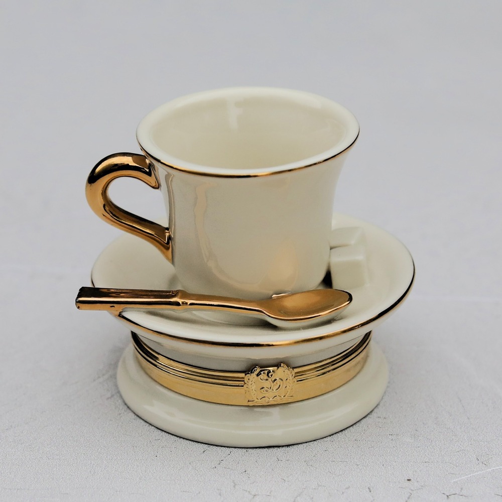 Lenox Treasures Time for Tea Treasure Box Hinged Ivory China Gold Trim Pendant